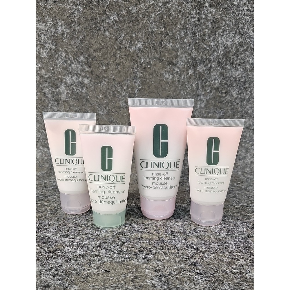 Clinique Rinse-Off Foaming Cleanser, 4 Travel Sample Size Tubes, NEW